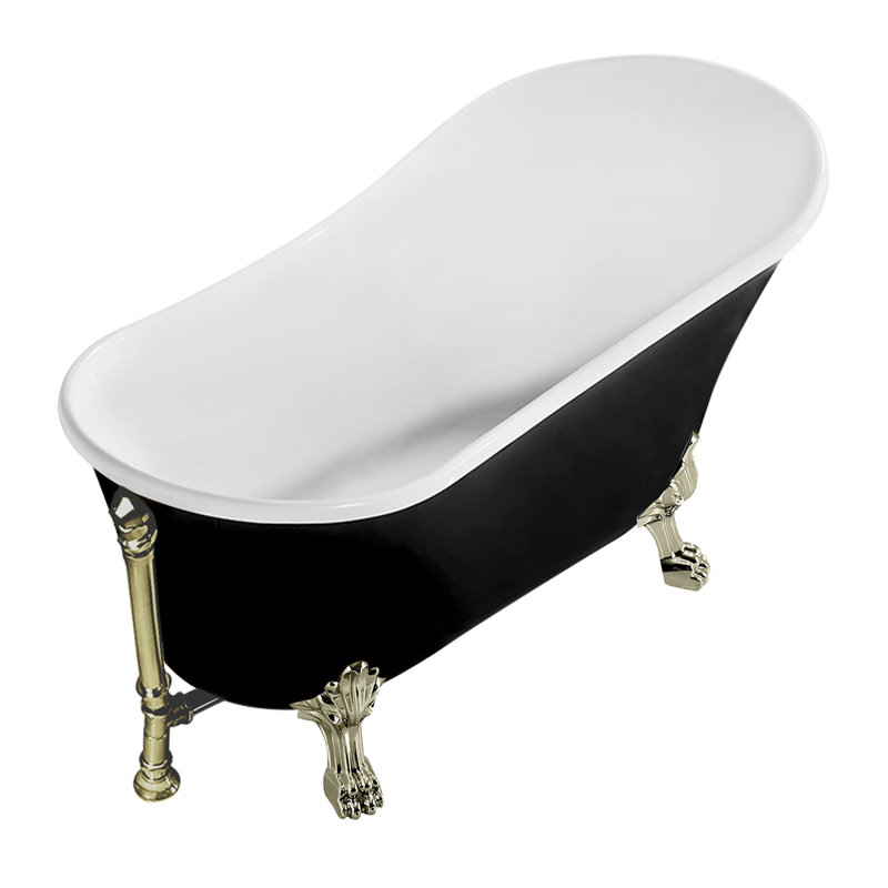 67" Streamline Clawfoot Soaking Acrylic Bathtub, Brushed Nickel, Brushed Nickel