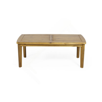 Outdoor Acacia Wood Rectangular Coffee Table, Teak, 43.25" W X 23.50" D X 17.00" H
