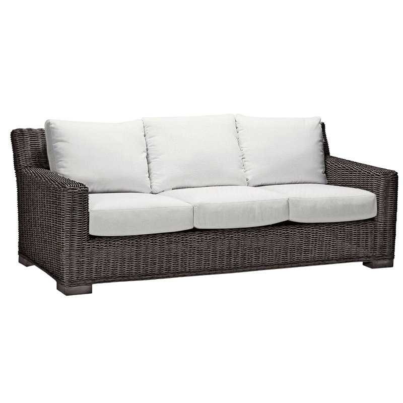Canapé rustique tissé - Noyer noir, Pas de soudure, Noir noyer, Sunbrella® ‑ lin neige