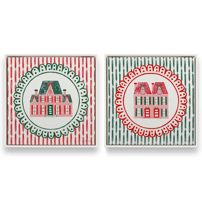 Festive Manor Glow, ensemble de 2 impressions sur toile, H 25 po x l 50 po, Impression encadrée sans passe-partout