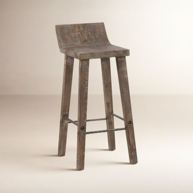 Tabouret en bois massif Carlson, Brun rustique, Tabouret de bar (assise de 30 po de hauteur)