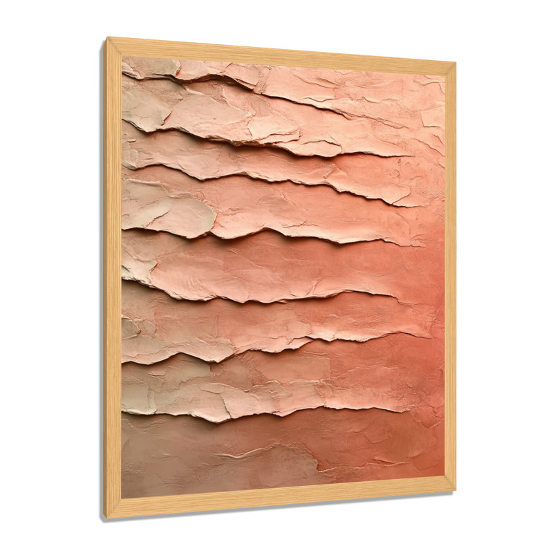 Texture d'argile beige ondulée II - Tableau abstrait moderne encadré, H 20 po x l 12 po, Natural Picture Framed