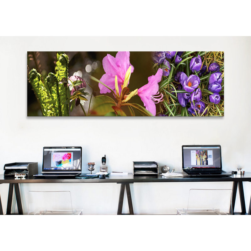 «Détails du début du printemps et des fleurs de crocus», reproduction de photo sur toile, H 20 po x l 60 po x P 1,5 po