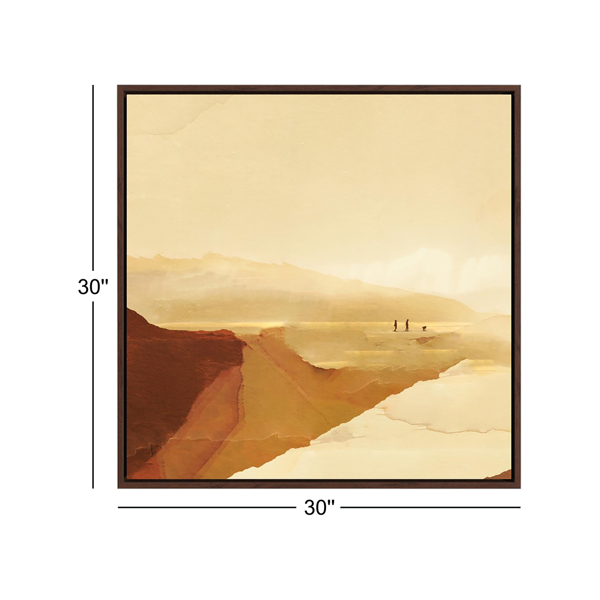 Sunset Walk, 30" H x 30" W x 2" D, No, Mahogany Framed Canvas
