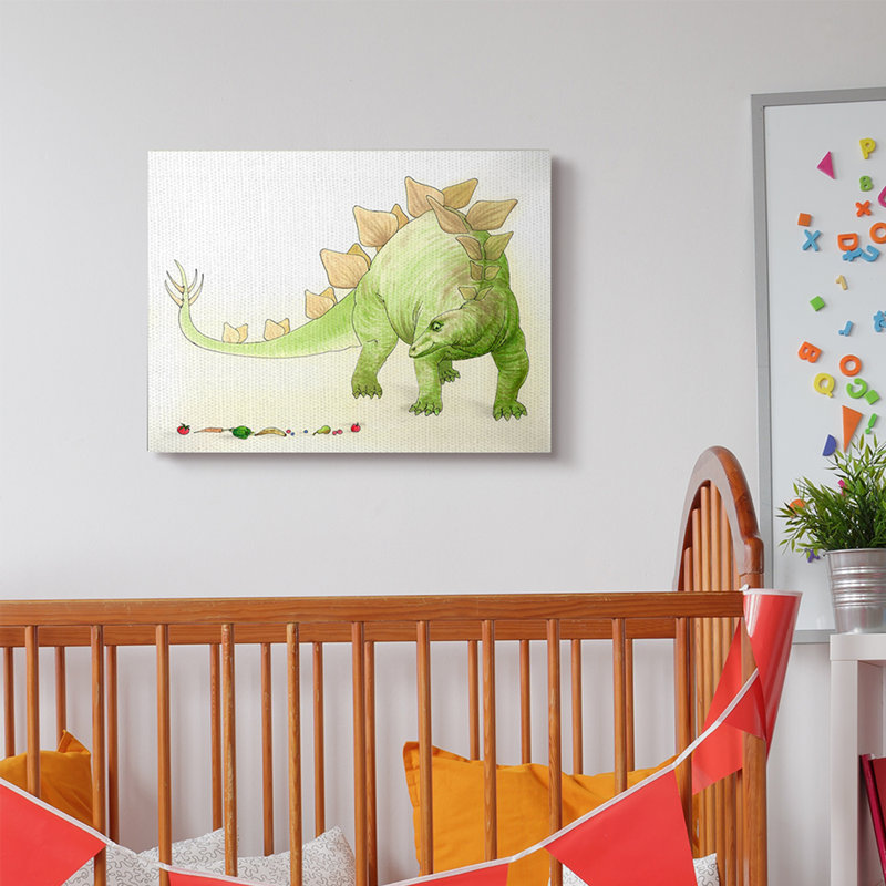 Ramsel, dinosaure et fruits, Toile tendue, H 24 po x l 30 po
