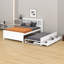 Lit double en bois avec tête de lit avec rangement, port USB, lit gigogne et 3 tiroirs-1751094573