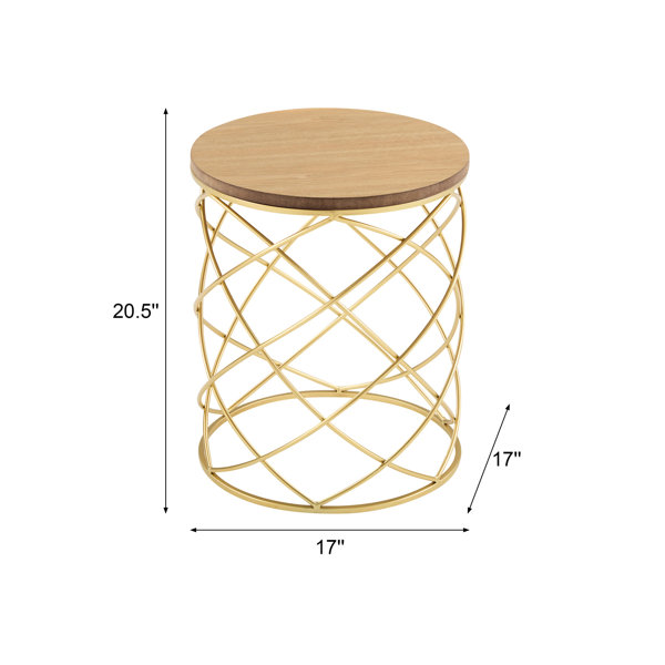 Latitude Run® Modern Side Table With Golden Metal Frame And Top, Multi ...