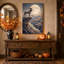 «Bighorn Ram On Rocky Cliff With Full Moon», art mural sur toile-1380936640