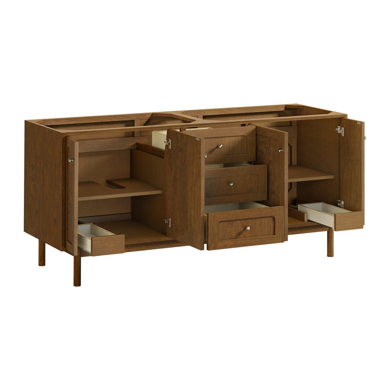 Laurent 72'' W Double Bathroom Vanity Base, Honey Oak