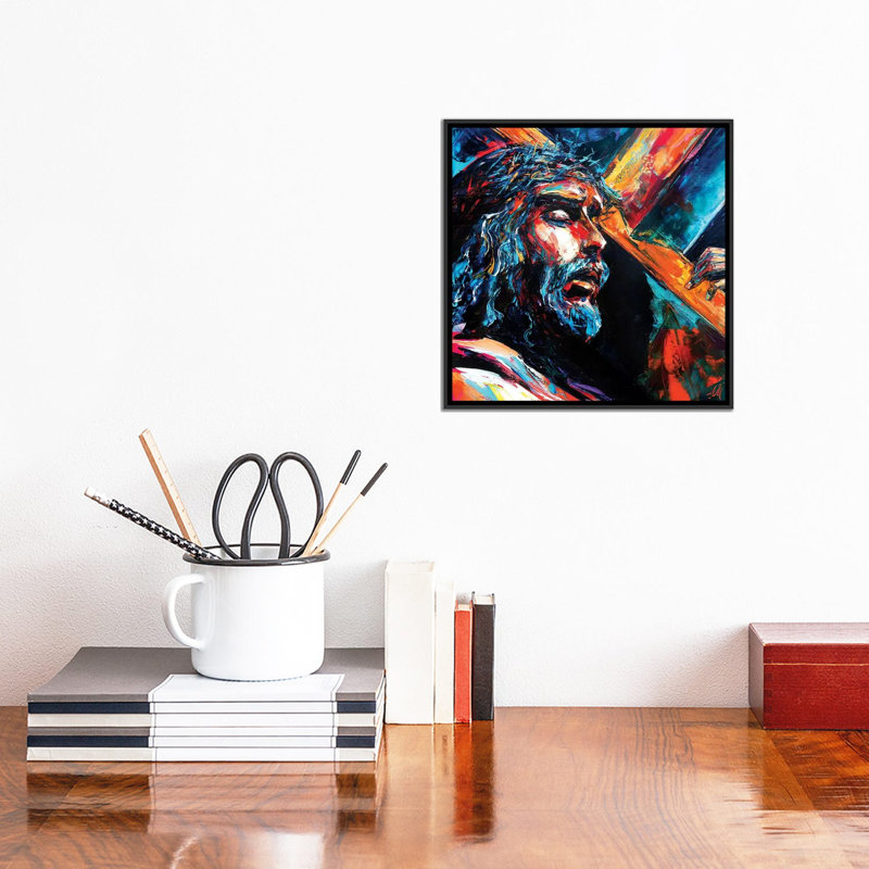 «Jesus Christ» - Impression encadrée sur papier, H 12 po x l 12 po x P 1,5 po, Toile avec cadre noir