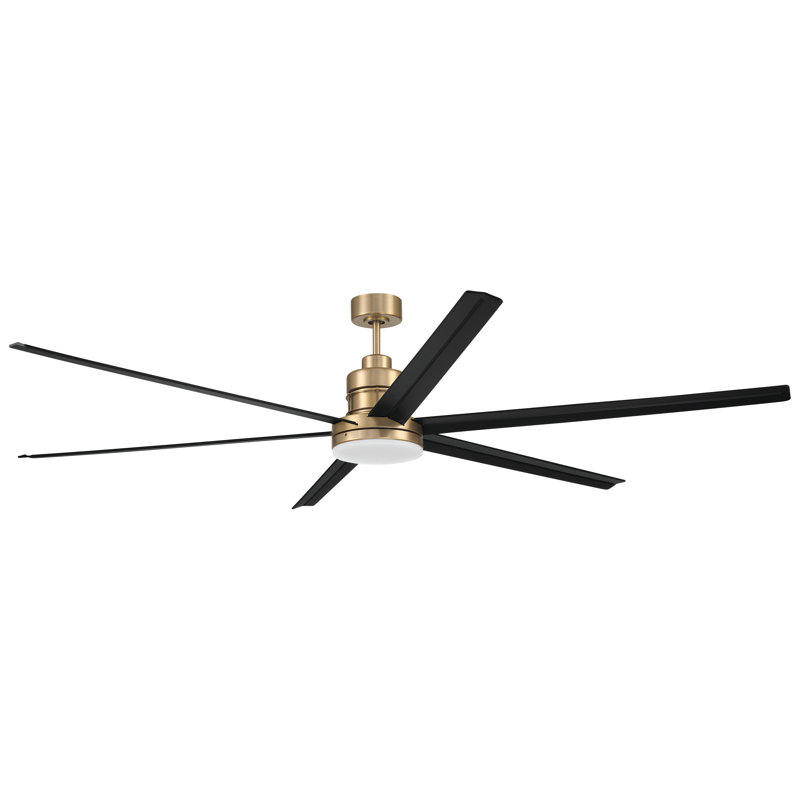 Craftmade  80" Ceiling Fan with LED Lights & Remote, Satin Brass with Matte Black Blades