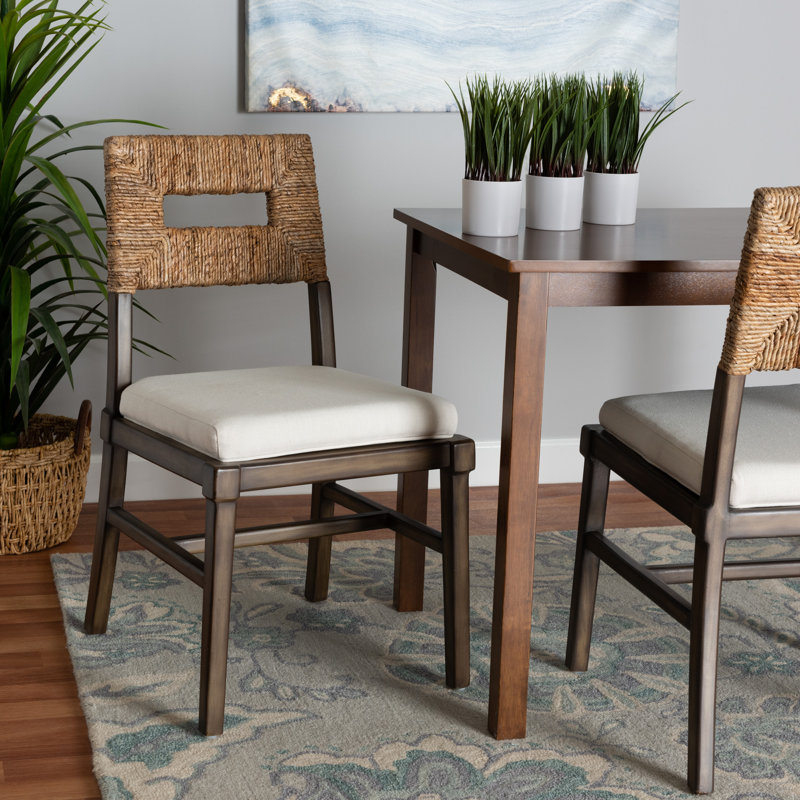 Willowick Fabric Seagrass and Mahogany wood Side Chair in Brown
