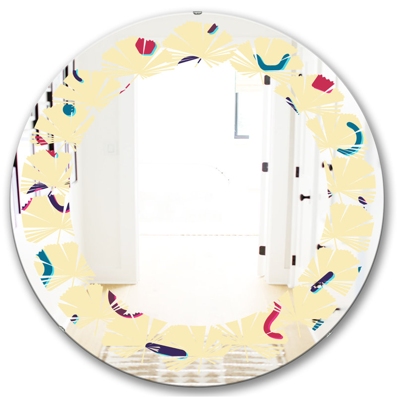 Miroir mural sans cadre à motif abstrait feuilles VI, H 31,5 po x l po