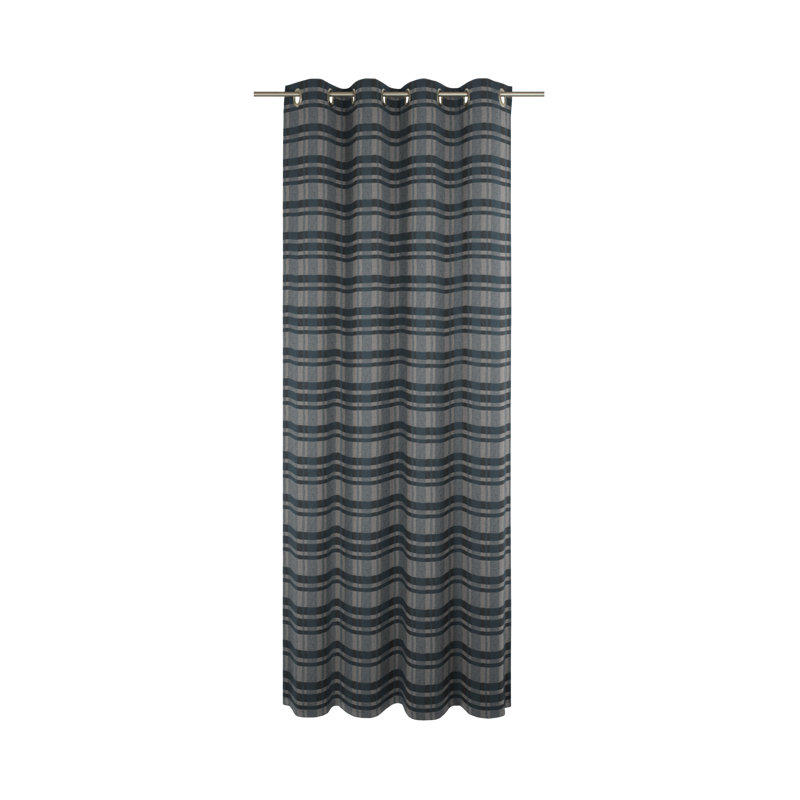 Devore Room Darkening Curtain Single Panel, Blue, grey and black, 132cm Width x 255cm Drop