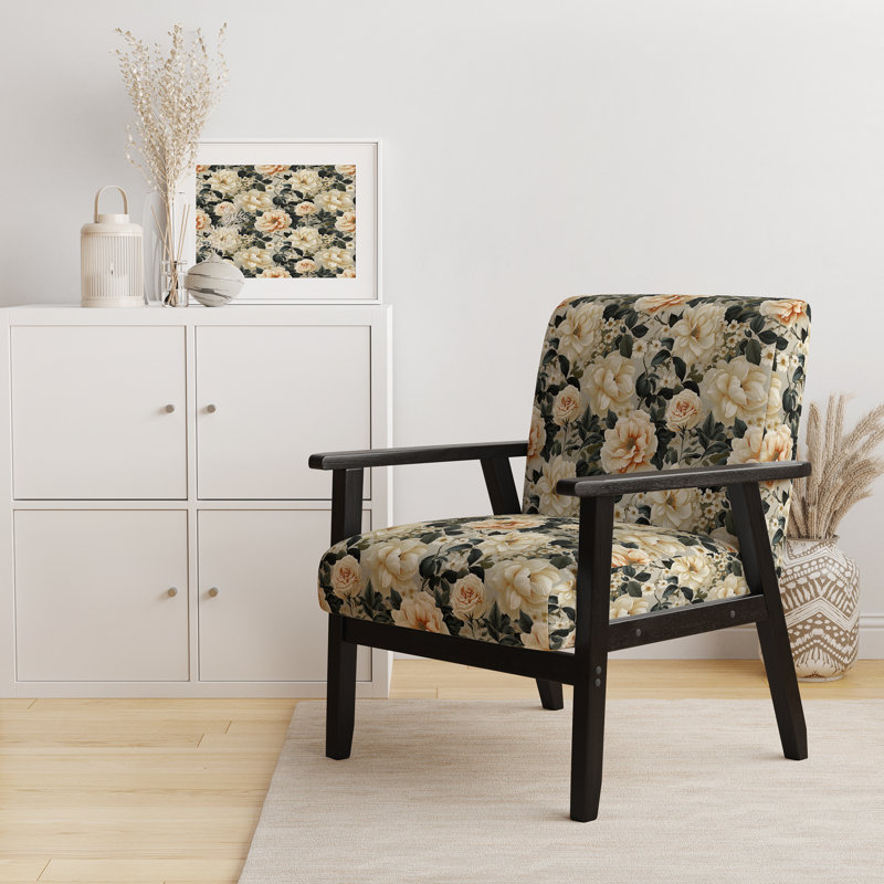 Chaise d'appoint florale Cobalt, Treillis antique rose et beige II