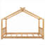 Lit plateforme plateforme compacte avec toit et tête de lit, pin naturel