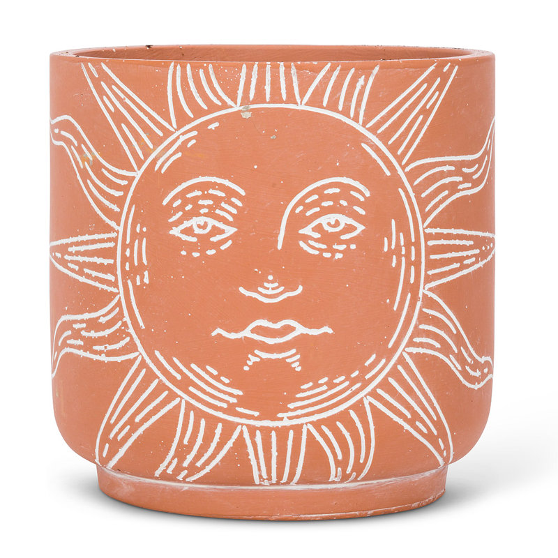 Cache-visage en béton Sun Face, H 6,75 po x l 6,75 po x P 6,57 po