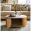 Table basse ronde en faux marbre blanc avec rangement naturel / faux marbre blanc Voir ci-dessous