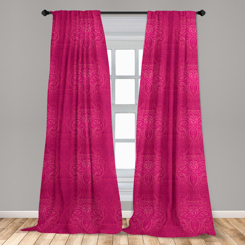Victorian Cartoonish Extct Damask Semi-Sheer Rod Pocket Sliding Panels, 28" x 63"