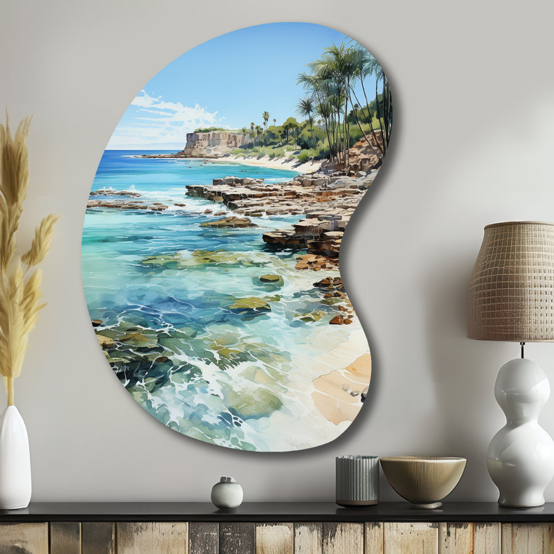 «Marotta Beach Photo Tropical Paradise III», reproduction de sculpture murale en métal de forme unique, plage côtière asymétrique