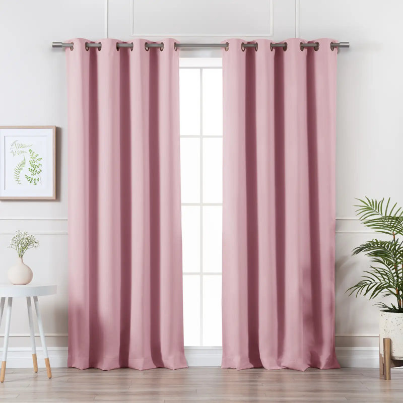 Paire de rideaux isolants avec œillets Adina Sevan, L 52 po x L 108 po, Rose clair
