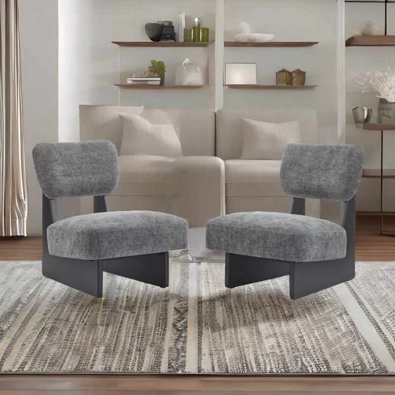 Ensemble de 2 chaises longues, Gris, Noir