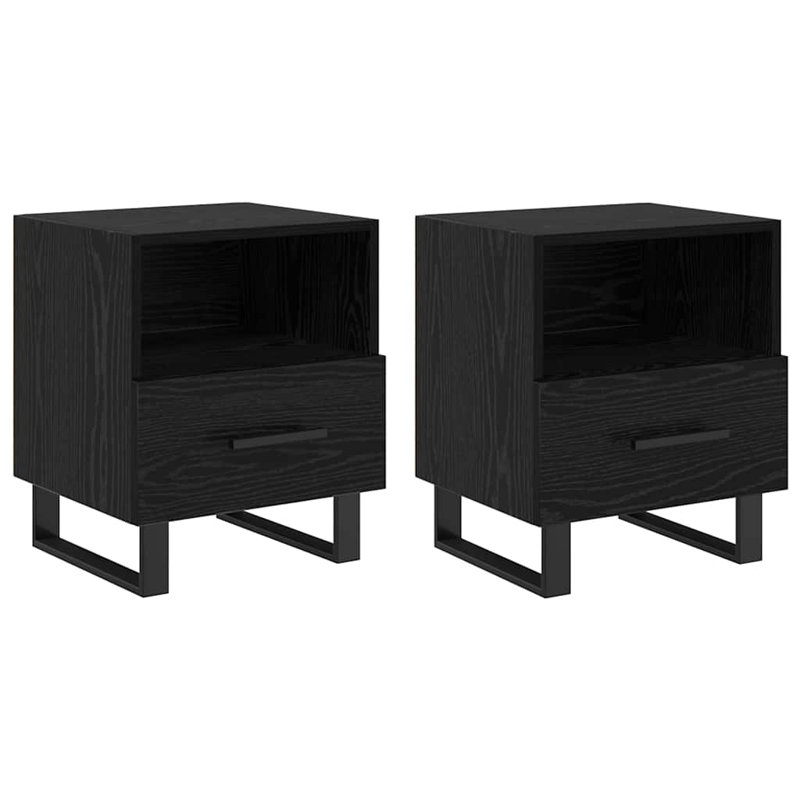 40cm W Manufactured Wood Bedside Table, Black Oak