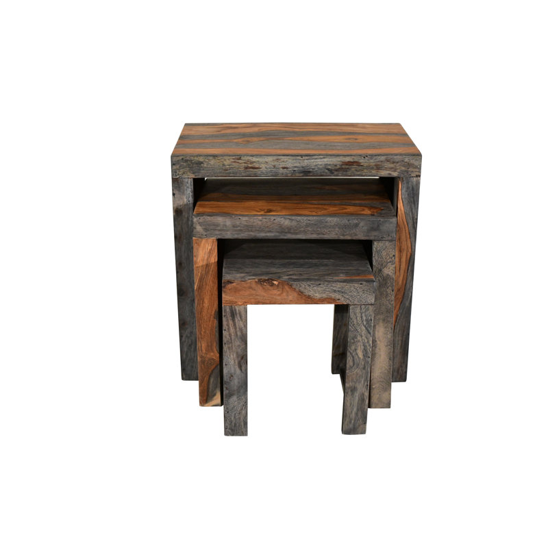 Goa Cube Solid Wood Trestle Nesting Tables