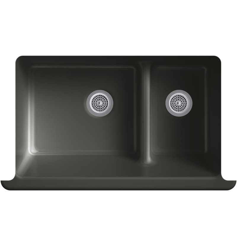 Whitehaven® 36" L x 22" W Double Basin Farmhouse/Apron Kitchen Sink, Caviar
