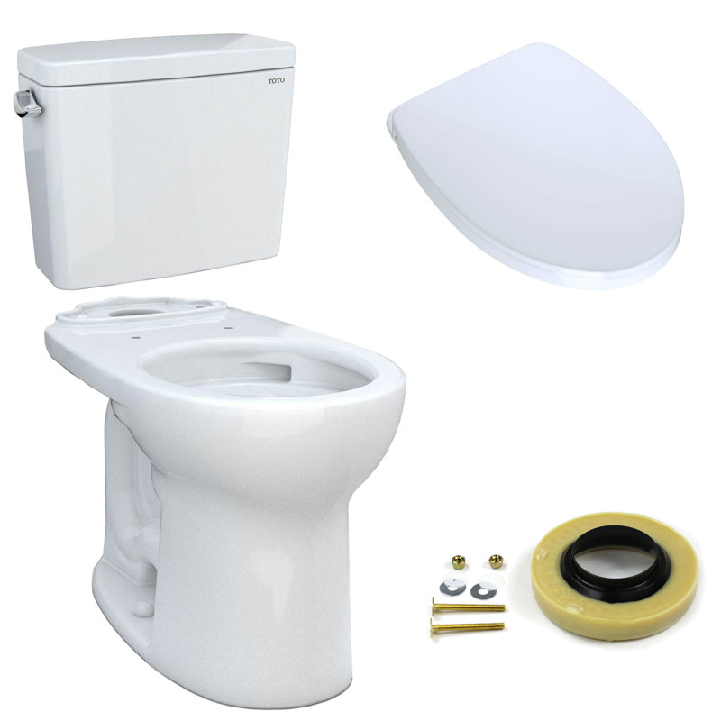 Drake® 1.28 GPF (Water Efficient) Elongated Two-Piece Toilet (Seat Included), Cotton