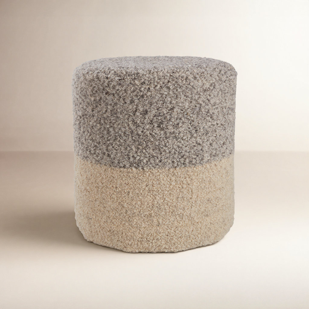 Hatteras Upholstered Pouf, Light Gray