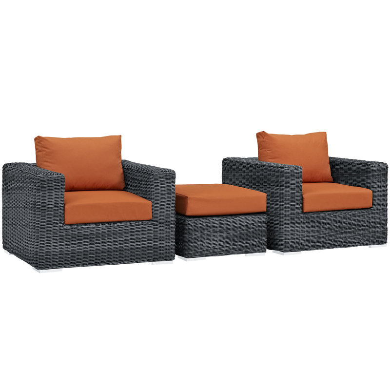 Ensemble de conversation avec coussins Sunbrella 3 pièces Summon, Toile Sunbrella® toscan