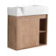 Meuble-lavabo mural 24 po avec lavabo en céramique, porte à fermeture en douceur et tablettes ouvertes, emballage KD