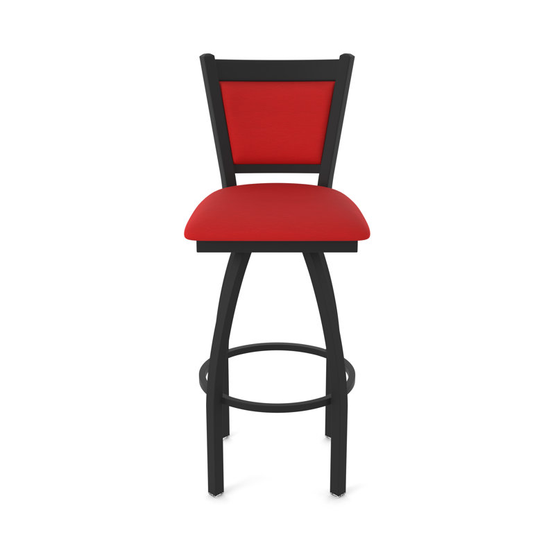 Tabouret pivotant Hadleigh, Noir froissé, Tabouret de bar (siège d’une hauteur de 30 po), Vinyle - rouge Canter