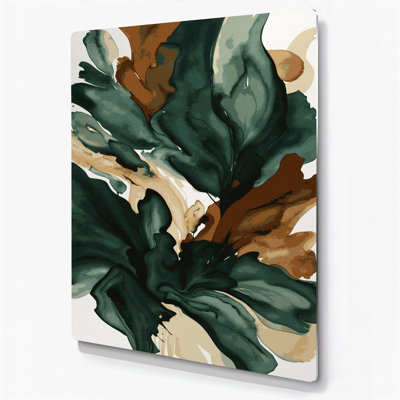 Aquarelle abstraite, art mural en métal vert 32