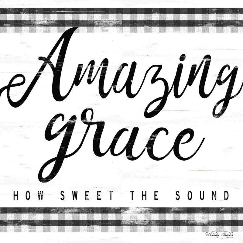 «Amazing Grace» par Cindy Jacobs, art textuel, H 12 po x l 12 po, Non, Toile tendue
