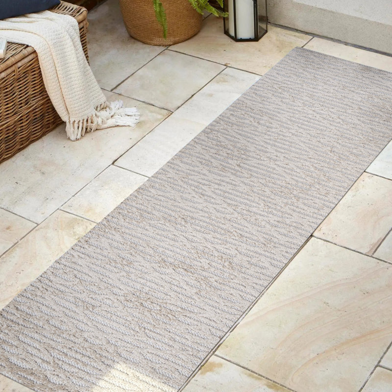 Tapis intérieur / extérieur beige Myndi, Tapis de couloir 2 pi x 10 pi