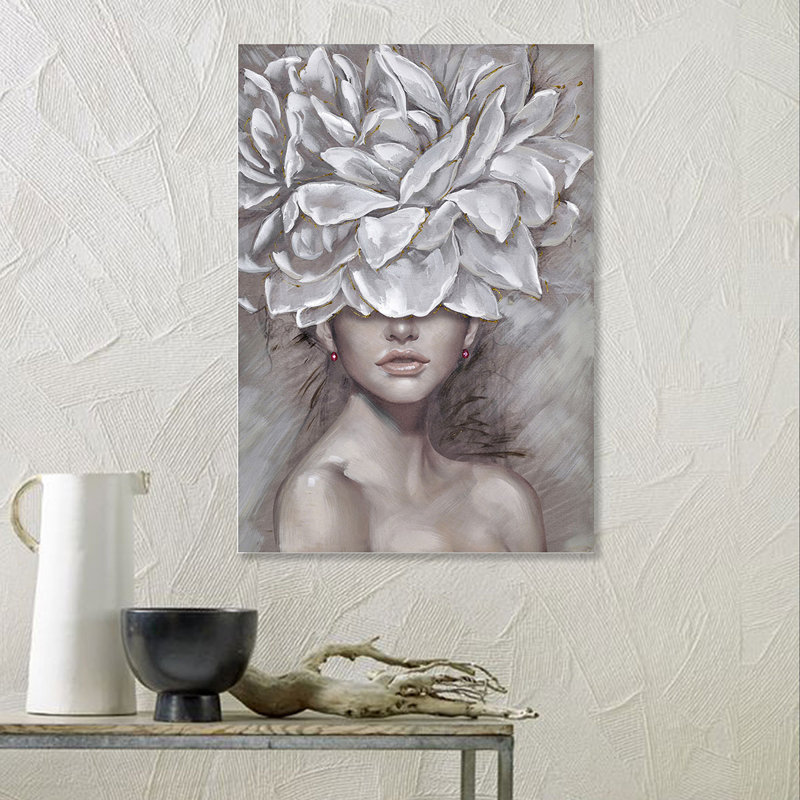 Woman Table Touched 1 Piece Single Picture Frame Painting on Canvas