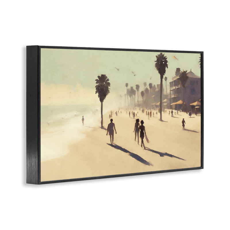 Art giclée par Tropical Shore Walk par Noah Bay, H 12 po x l 18 po, Giclée encadrée noir minuit