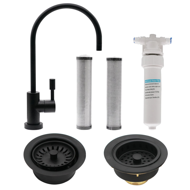 Westbrass Kitchen Faucet with Soap Dispenser, Matte Black
