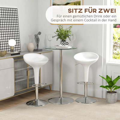Neomi Round Bar Table, Poseur Table for 2, 60 x 60 x 102cm, Clear Glass