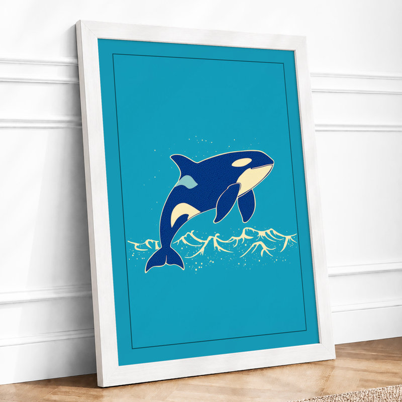 Leaping Orca Coastal - Framed Print, A3 - 42.0 x 29.7 cm, White