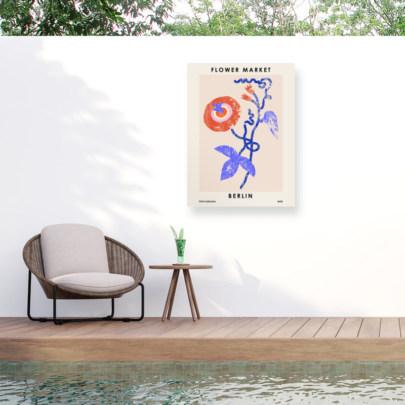 Rouleau de fleurs boliné sur toile, H 32 po x l 24 po