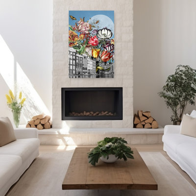 Art contemporain, tulipe papillon moderne, coloré, nature, printemps