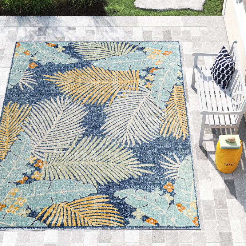 Lourdes Floral Indoor / Outdoor Rug, Rectangle 8'10" x 12'
