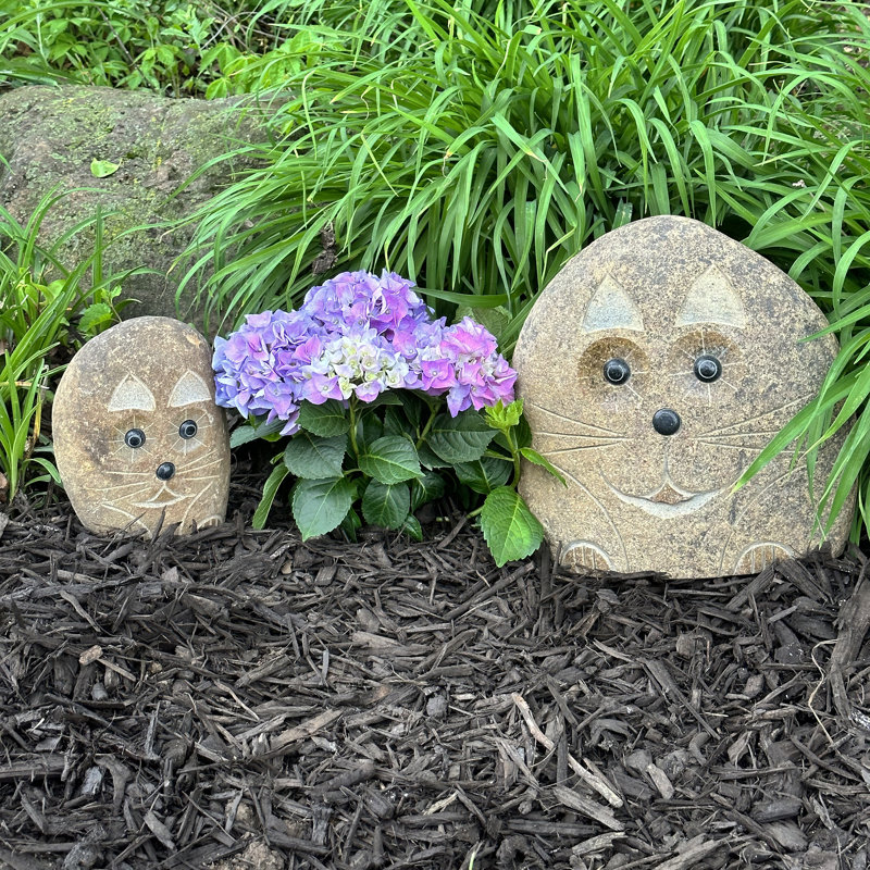 Famille de chats Boulder Stone Stone Creations 2 pièces 8 po 12 po