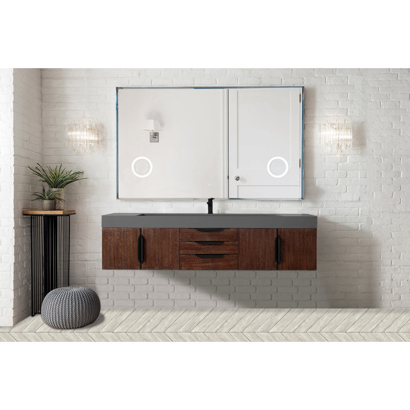 Mercer Island 72'' W Single Vanity, Brushed Nickel, Glossy White, Dusk Gray