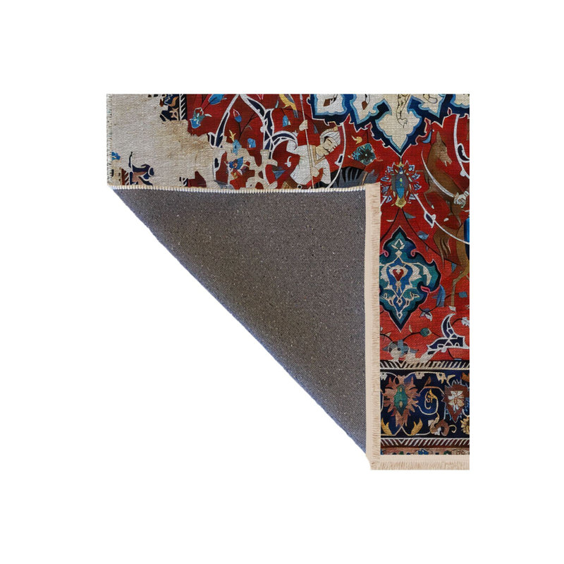 Tapis décoratif multicolore à motif traditionnel abstrait et lavable à la machine, Rectangle 3 pi 3 po x 4 pi 11 po