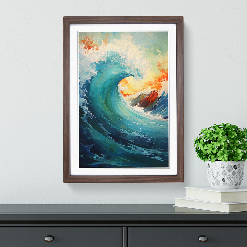 Wave Modern Conceptual Art - Framed Print, Walnut Framed, 46cm H x 34cm W