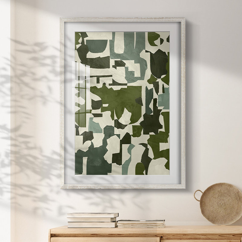 Earthen Patchwork I -Framed Print, 28.5" H x 20.5" W, White